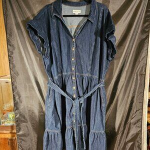 Ava & Viv mid weight denim midi tiered dress. Size 3X